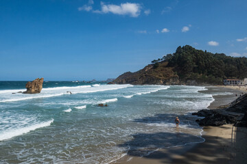 Waves at Playa de Aguilar, Cudillero, Asturias, Spain