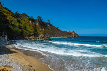 Waves at Playa de Aguilar, Cudillero, Asturias, Spain