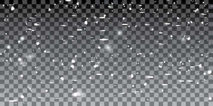 Stardust. falling  snow particle , snow storm flying. Freeze shot on transparent background isolated overlay. 