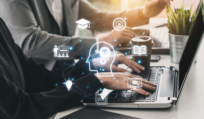 Concept of education and continuous learning. A network of e-learning resources for training, acquiring knowledge, and developing new skills for personal and professional growth. Fermion