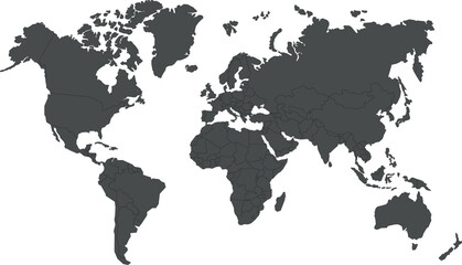 Grey blank world map.