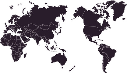 Political blank World Map vector illustration isolated on white background. Editable and clearly labeled layers.