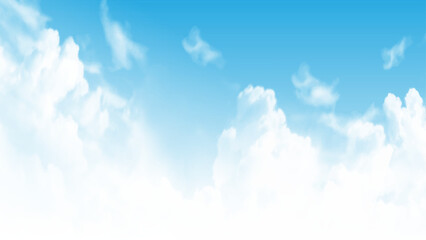 An image of a nice blue sky with clouds. White clouds in a blue sky. Sky background