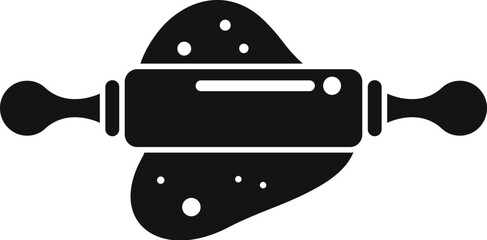 Rolling pin flattening dough, perfect for representing baking and cooking