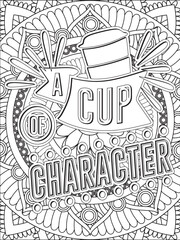 Coffee Quotes Coloring Book Pages For Adults And Kids 