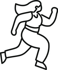 Empowering illustration of a plus size woman running, promoting body positivity, healthy lifestyle, and fitness