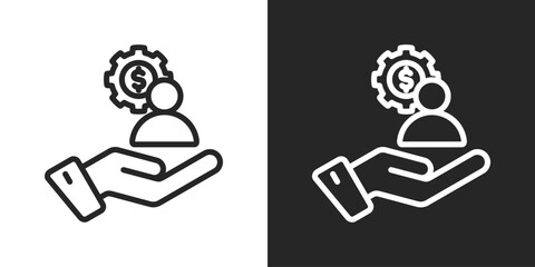 Customer Icon In Line Version On Black And White Background