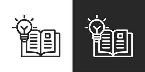 Naklejka premium Theory Icon In Line Version On Black And White Background