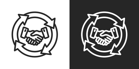 Acquisition Icon In Line Version On Black And White Background