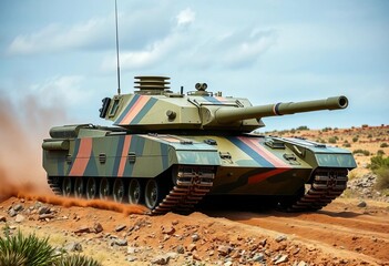 Sleek, fast French light tank in action, traversing rugged terrain,   Europe,   movement