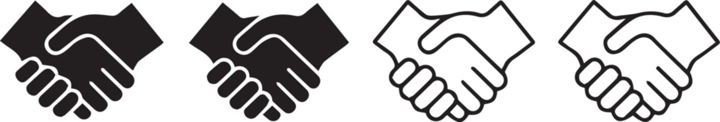 Diverse handshake icon set for business and partnership concepts