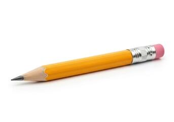 Fototapeta premium Yellow pencil with pink eraser isolated on white background