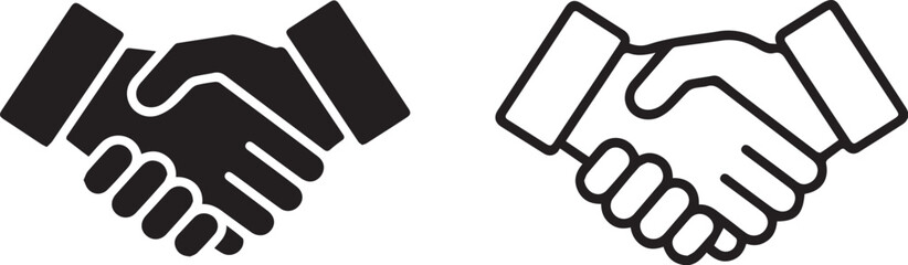 Set of diverse handshake icons representing partnership and agreement