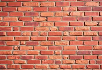 Obraz premium Rough-textured brick wall, varying shades of red and brown, industrial, city