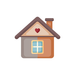 Charming Cartoon House with Heart Detail and Cozy Design Elements.