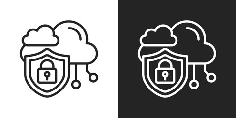 Privacy Icon In Line Version On Black And White Background