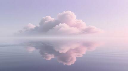 Serene Reflection of Clouds on Tranquil Water Under Soft Light