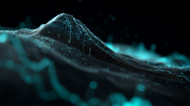 Virtual reality concept with abstract data patterns and glowing symbols. product launch decks, UI/UX mockups, designed for data visualization dashboards and holographic UIs.