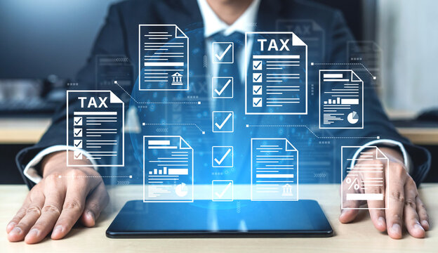 A concept of the tax compliance process. This shows the auditing and verification of various financial documents and forms to ensure regulatory adherence for business accounting. Fermion