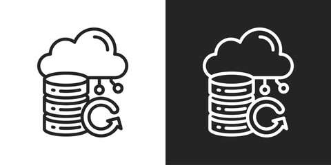 Backup Icon In Line Version On Black And White Background