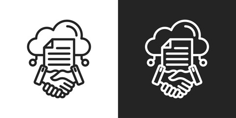 Contracts Icon In Line Version On Black And White Background