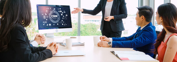 Customer relationship management system on modish computer for CRM business and enterprise