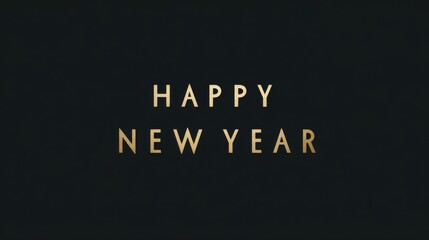 Fototapeta premium Elegant Happy New Year 2026 gold typography on minimalist black background