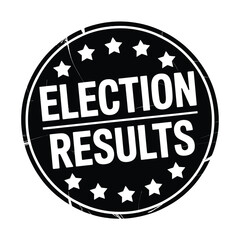 Election results stamp with stars and grunge texture