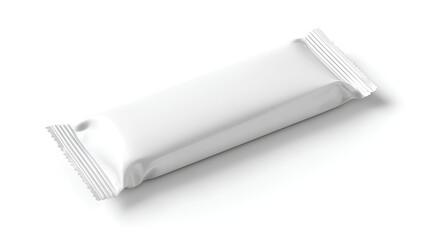 White blank flow pack wrapper mockup for a chocolate bar, candy, or snack food. Isolated on white background