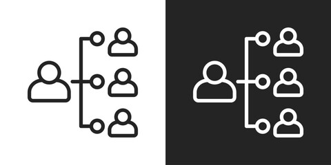 Organization Structure Icon In Line Version On Black And White Background