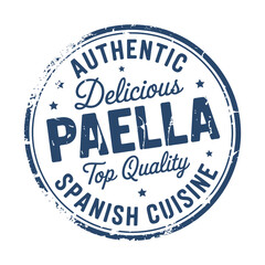 Authentic delicious paella top quality spanish cuisine stamp
