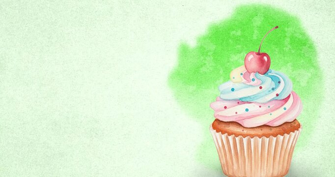 Cupcake Watercolor light green Background