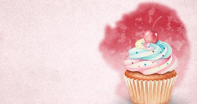 Cupcake Watercolor light red Background