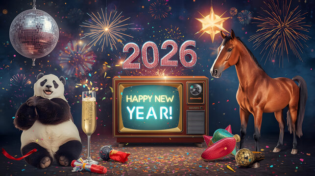 Gold neon light sign text for happy new year celebration card design, vector illustration for winter holiday sale decoration business web