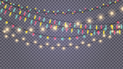 String Lights Background Stars and stripes Christmas card pattern vector design with light geometric heart shape seamless backdrop