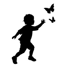 silhouette of a girl with a butterfly