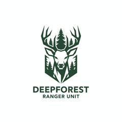 A stylized emblem of a deer head with antlers and trees, text reads "Deepforest Ranger Unit