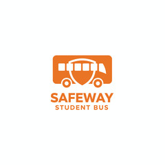 Orange bus illustration with a shield, "SAFEWAY STUDENT BUS" text below