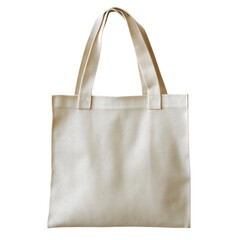 Plain canvas tote bag on transparent background