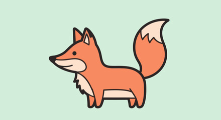 Obraz premium Cartoon fox illustration with orange fur and white accents standing proudly.