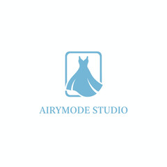 A light blue dress in a square on a white background with text beneath