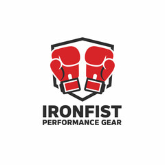 A logo shows red boxing gloves within a black shield, with text below reading "Ironfist Performance Gear
