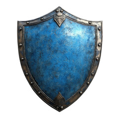 A blue medieval shield on transparent background