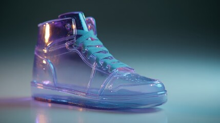 Futuristic Iridescent Transparent High-Top Sneaker Concept
