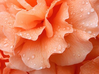 close-up of soft, peach-colored flower petals adorned with droplets of water, showcasing delicate textures and natural beauty.