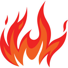 Stylized graphic of orange and red flames flickering and dancing with a transparent background representing fire and heat