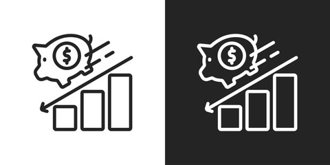 Budget deficit Icon In Line Version On Black And White Background