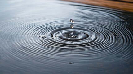  close-up view of ripples created by a water droplet falling into a calm surface, highlighting the beauty of movement and water dynamics.