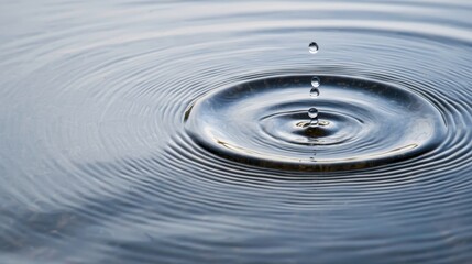 close-up view of water droplets creating ripples on a calm surface, showcasing the beauty and tranquility of nature.