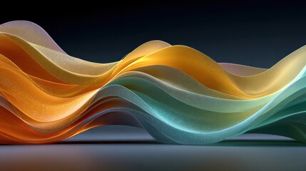 Abstract Flowing Waves of Orange and Teal Light.